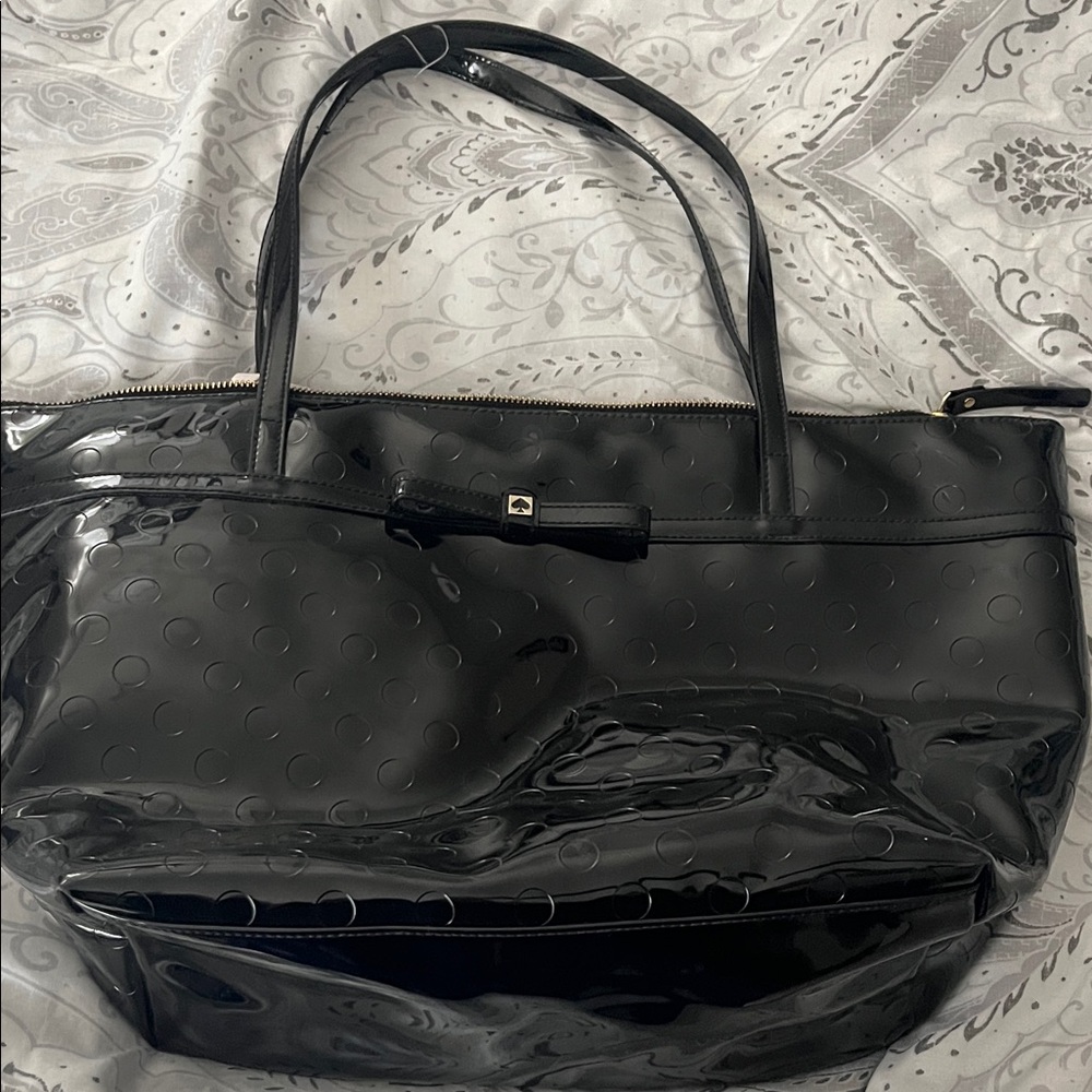 Kate Spade Black Patent Tote with Bow Detail